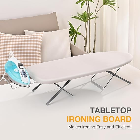 Foldable Tabletop Ironing Board with Iron Holder Non Slip Compact Portable