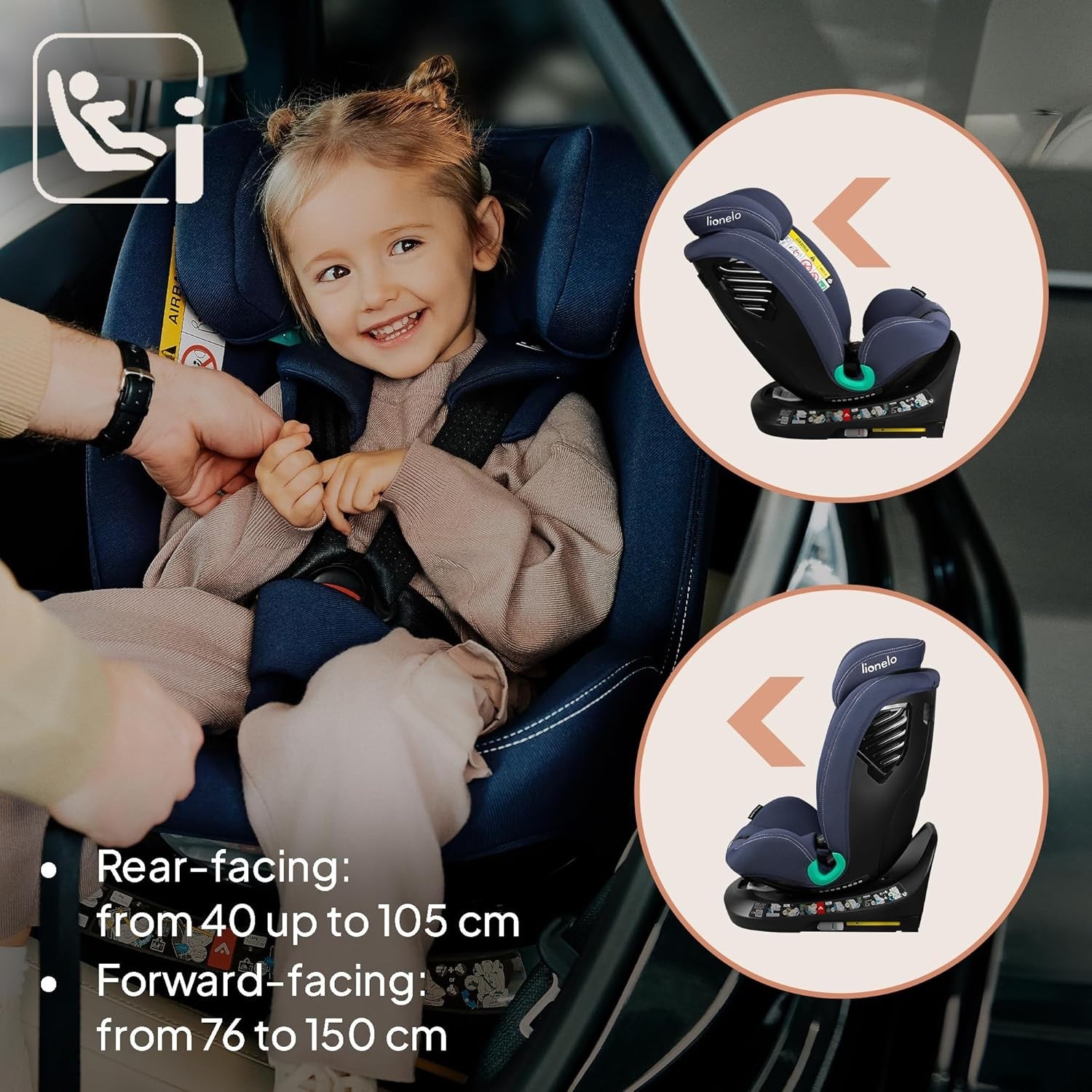 360° Swivel ISOFIX i-Size Baby Car Seat 0–12 Years & Forward Facing