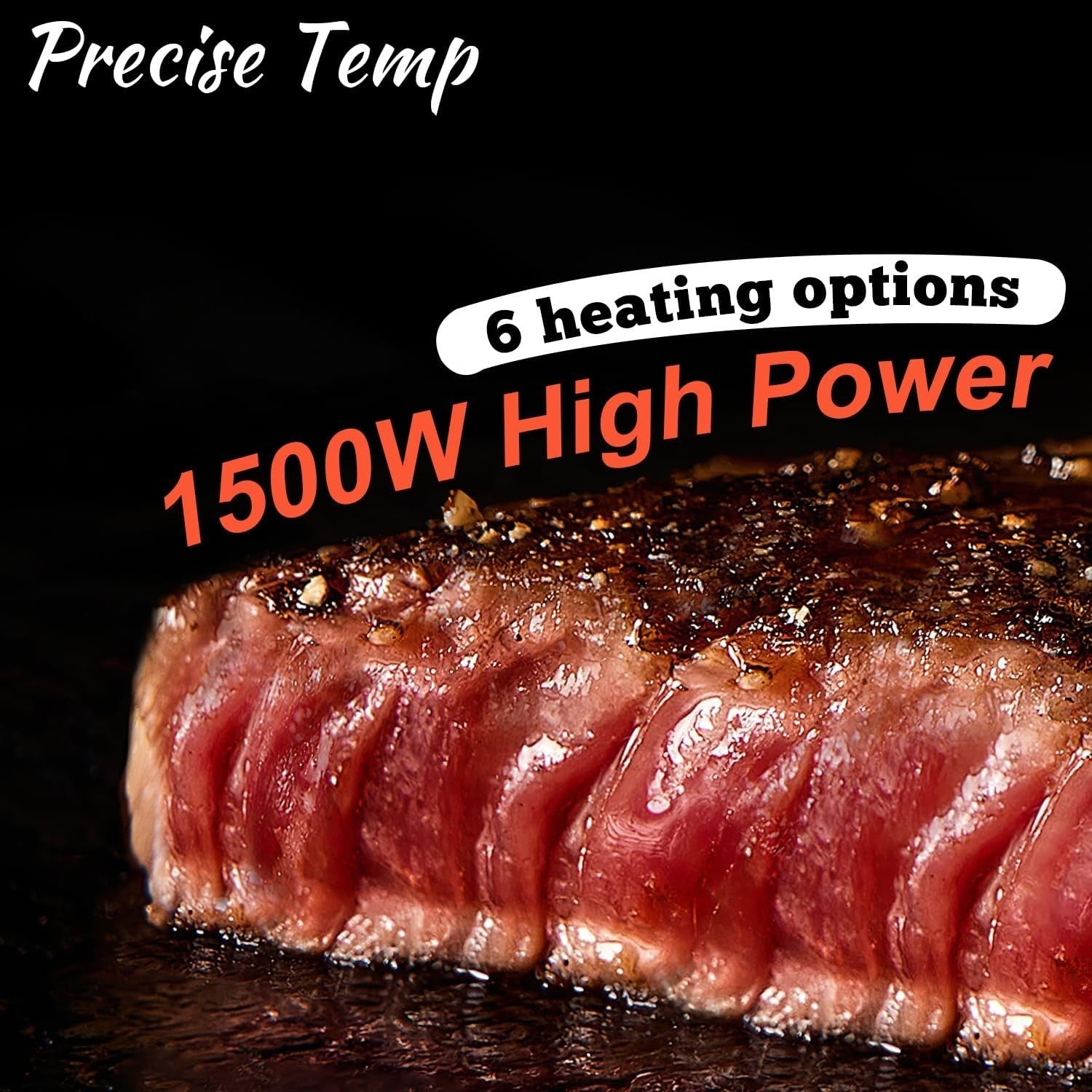 Electric Smokeless Indoor Grill Non-Stick Removable Plate with Glass Lid 1500W