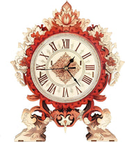 Mechanical Wooden Flame Flower Wall Clock 3D Puzzle DIY Craft Gift