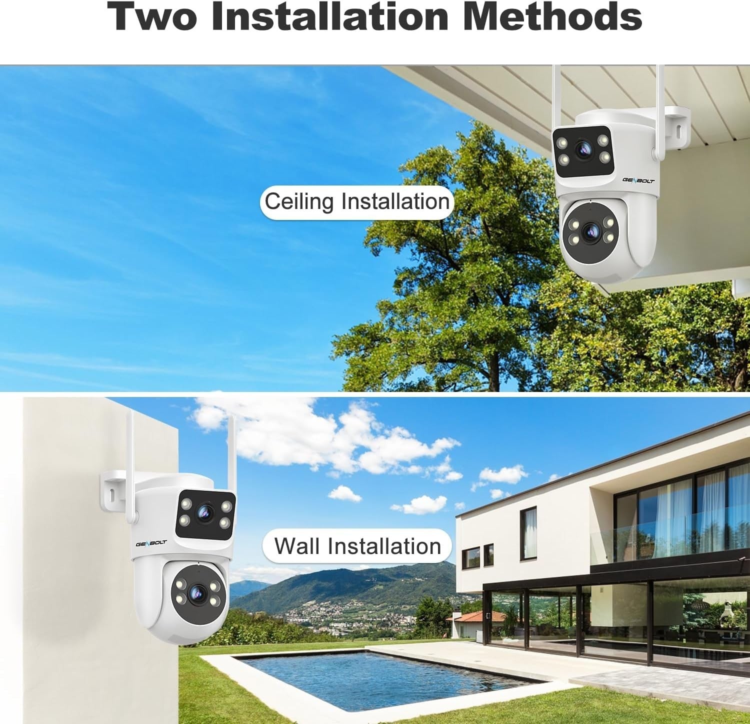 Dual Lens PoE Security Camera Outdoor PTZ Auto Tracking Night Vision