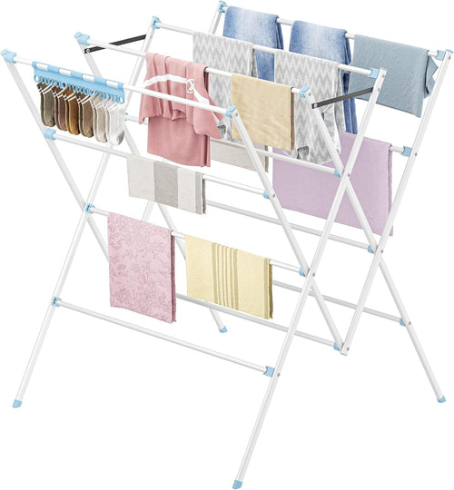 Folding Clothes Airer Large Laundry Drying Rack Sock Clips Space Saving