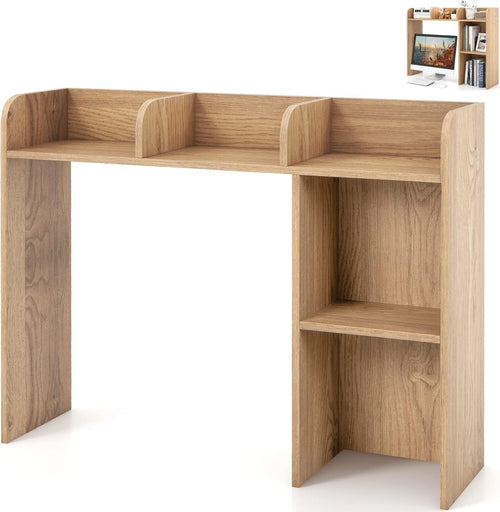4-Tier Wooden Desk Bookshelf Organizer Display Shelf Rack Natural