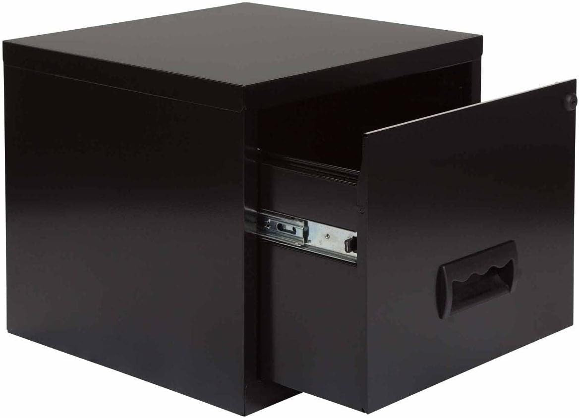 Black Steel A4 Filing Cabinet 1 Drawer Lockable Under Desk