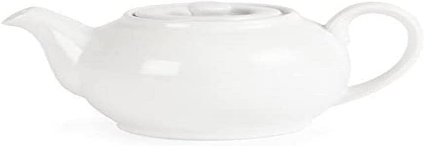 Porcelain Teapot 426ml White Tea Pot Lid Dishwasher Safe 4pc Set