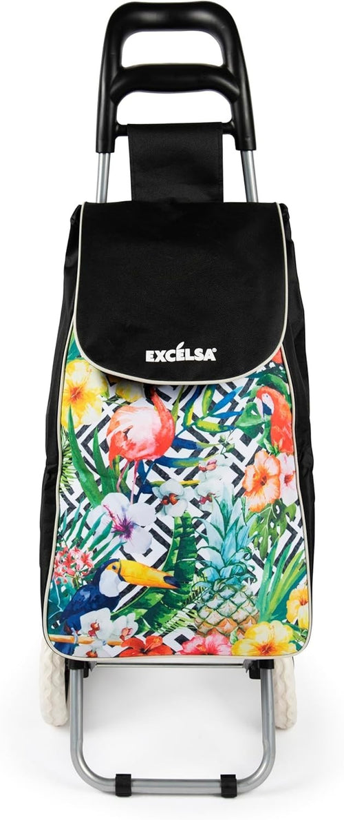 38L Foldable Tropical Chic Shopping Trolley Water-Resistant Grey