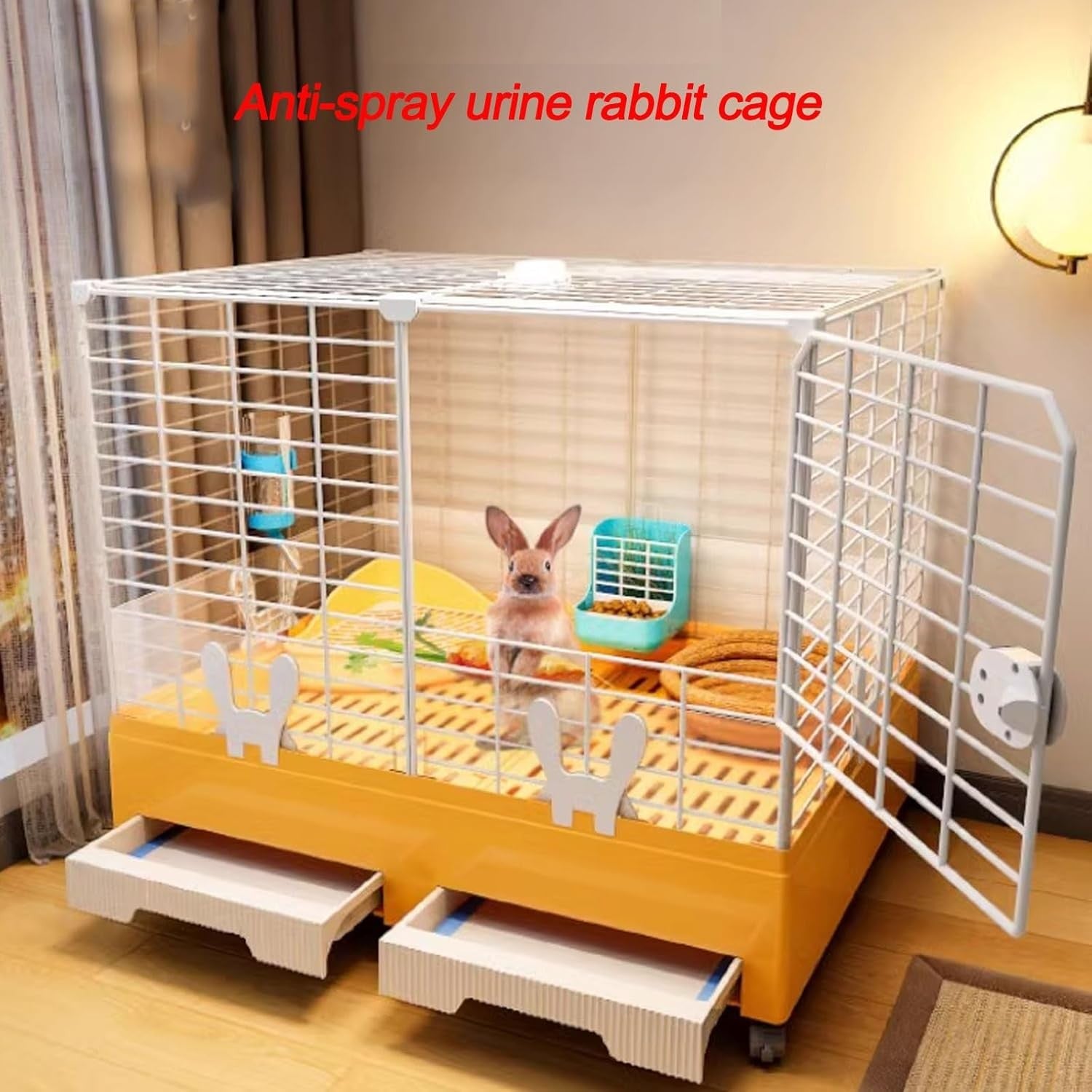 Indoor Rabbit Hutch Bunny Cage Double Layer Large Capacity Easy Clean