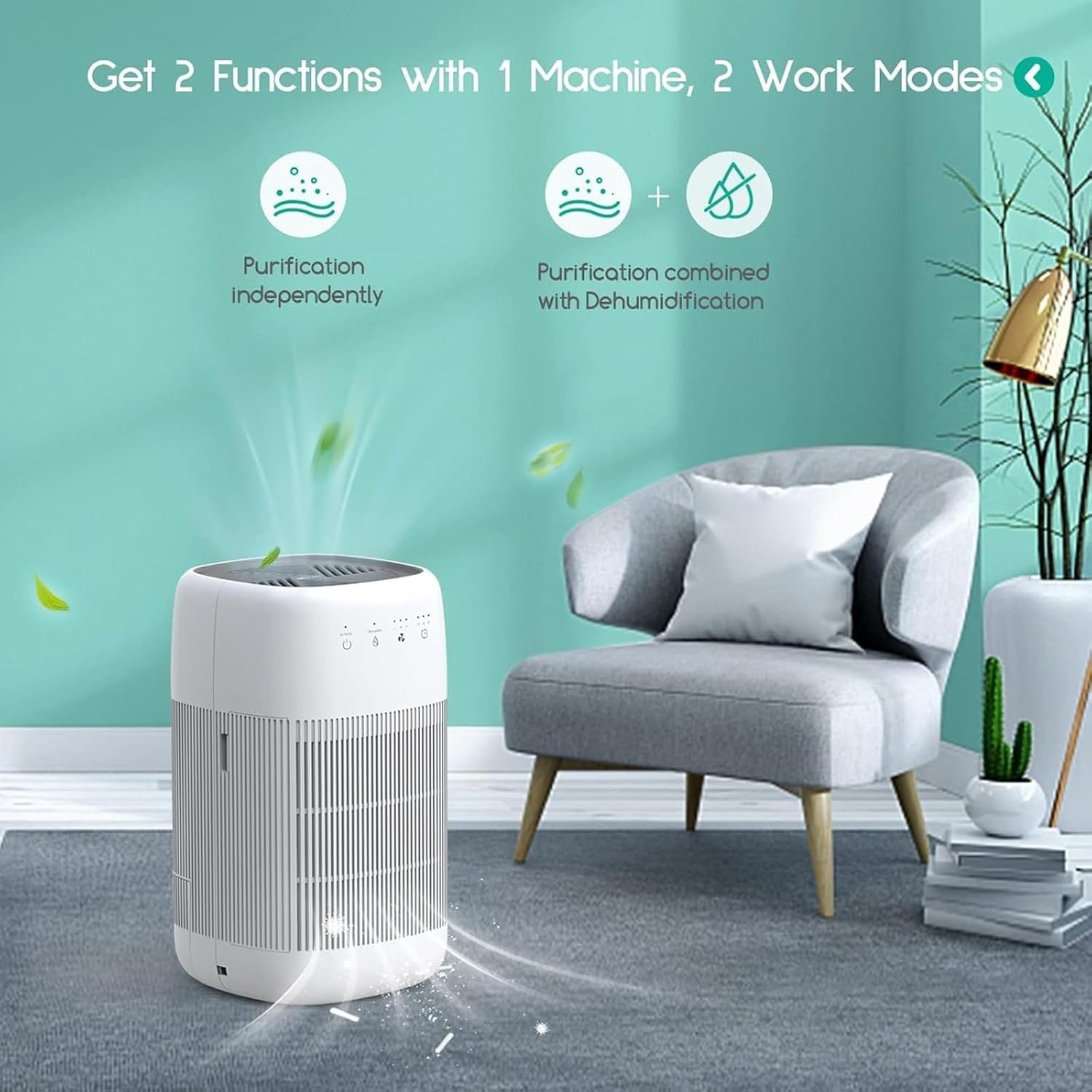 2 in 1 Air Purifier Dehumidifier H13 HEPA Quiet Home Bedroom