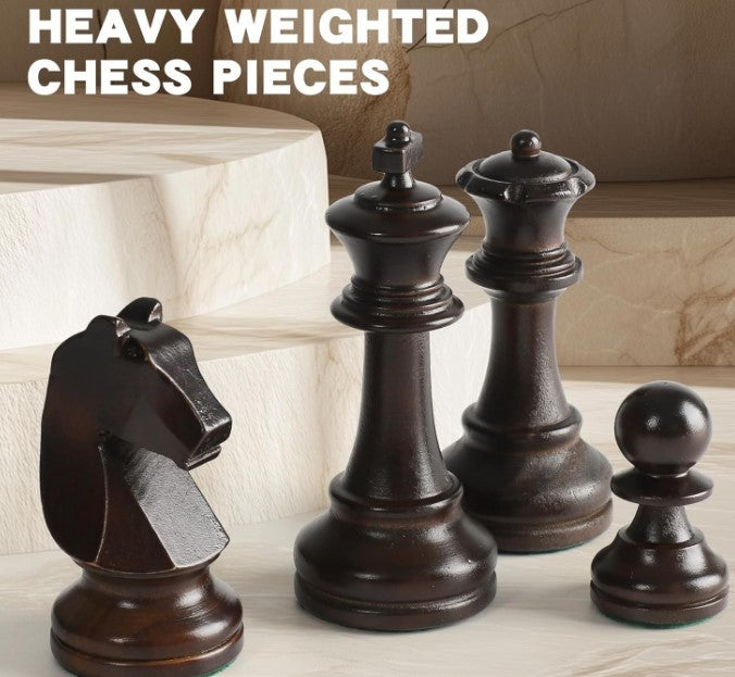 Luxury Wooden Chess Pieces Set 9.5cm King – Staunton Design + Storage Bags