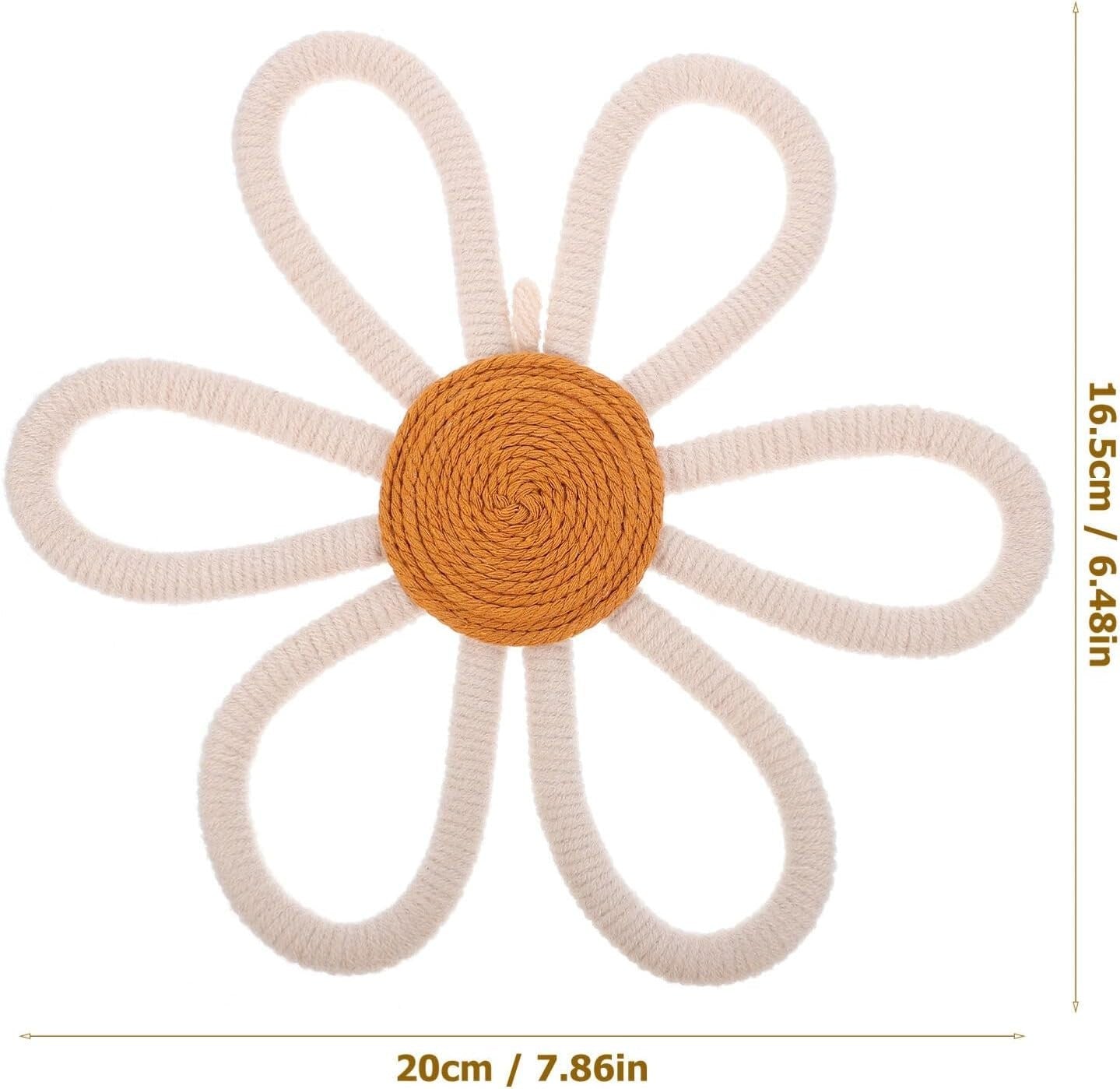 Boho Daisy Woven Wall Decor Cotton Macrame 7.9x6.5in Nursery Art