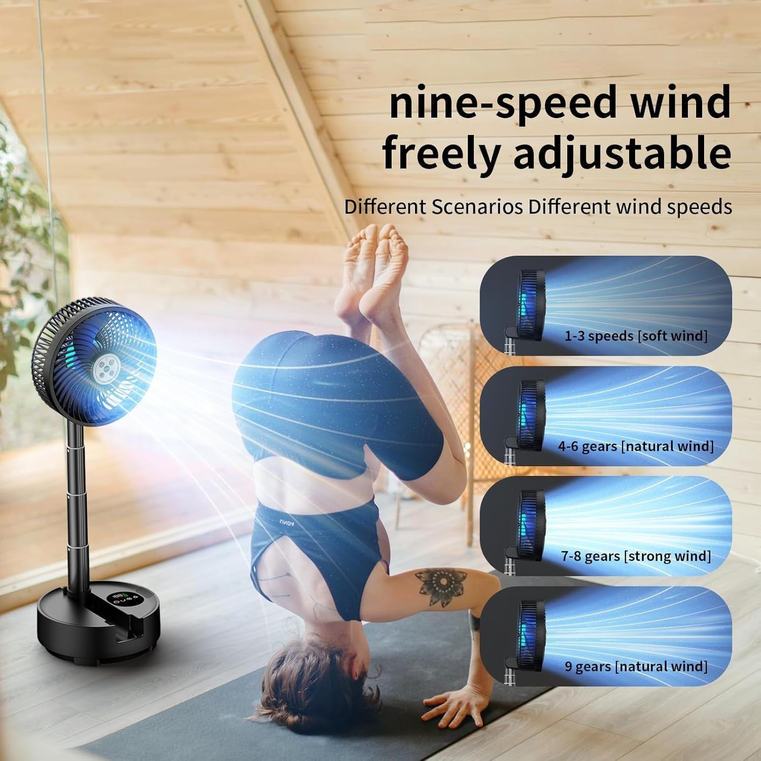 8-Inch Foldable Rechargeable Fan – 20000mAh Battery w/ Remote & LED Light