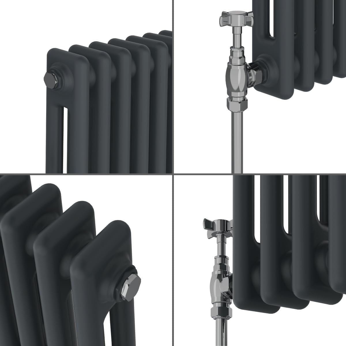 Anthracite 2 Column Radiator 600x1010mm Central Heating Bathroom