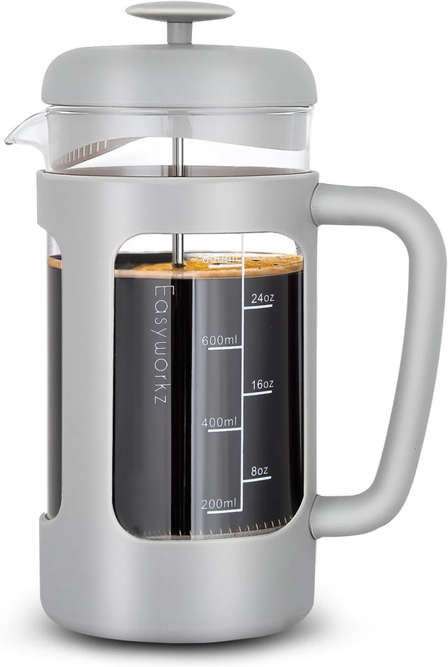 1000ml French Press Coffee Maker Borosilicate Glass Heat-Resistant Soft Grip