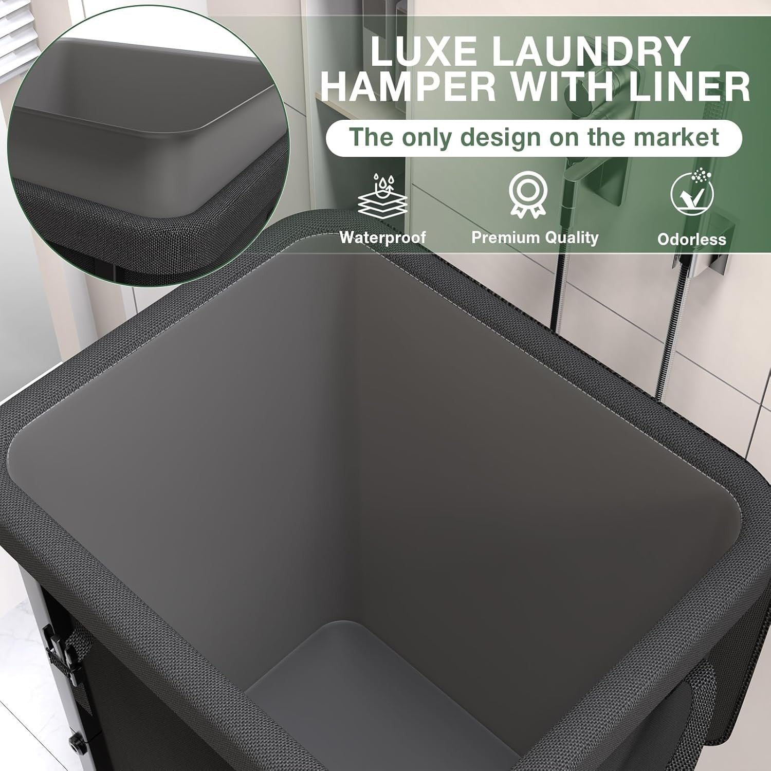 150L Large Black Rolling Laundry Hamper Heavy Duty Laundry Cart with Wheels