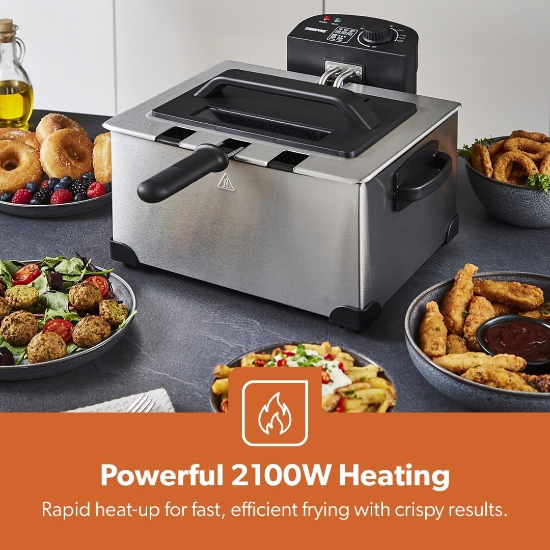 5L Deep Fat Fryer Triple Basket Electric Fryer 2000W Temp Control