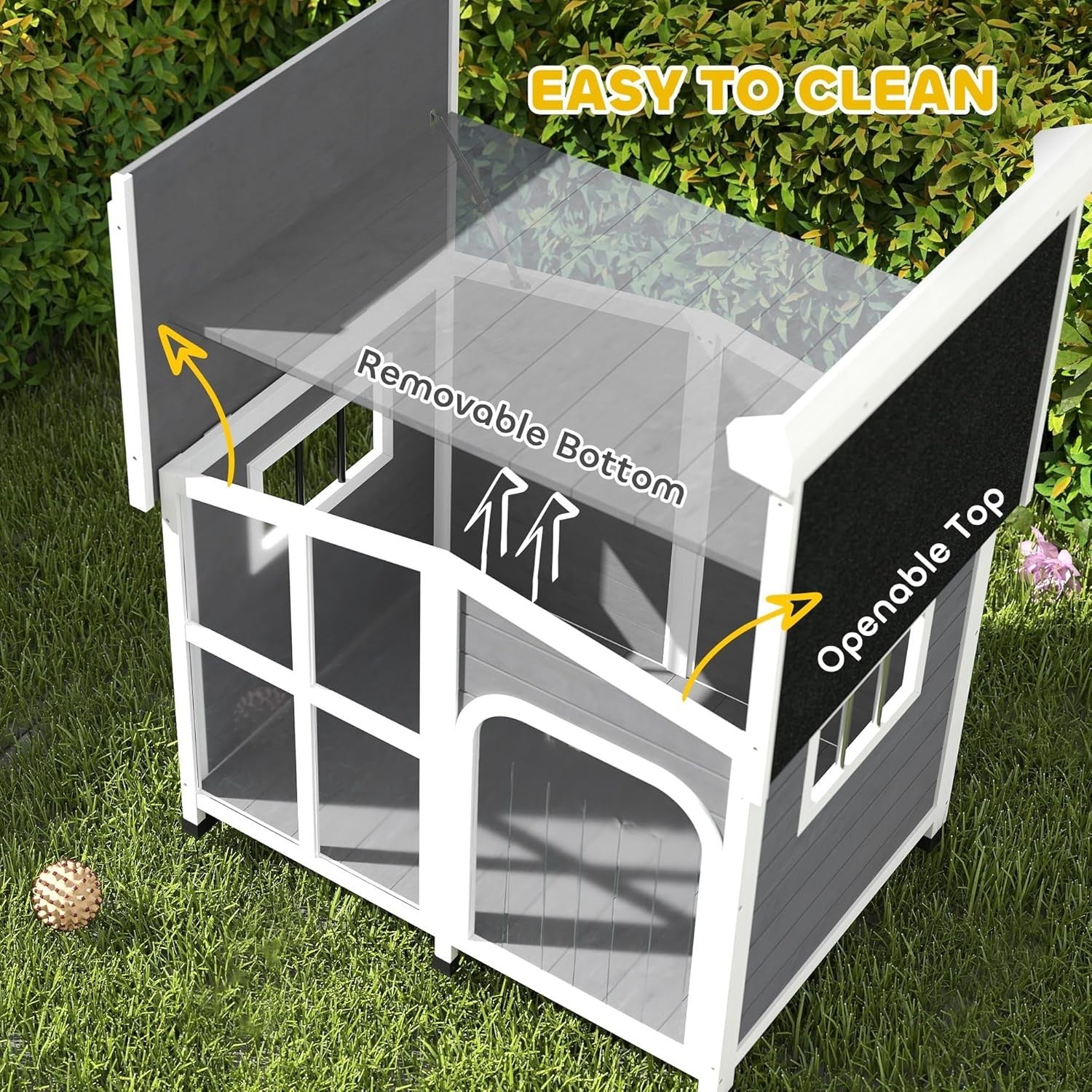 Outdoor Wooden Dog Kennel Charcoal Grey | Large Pet House with Roof & Floor