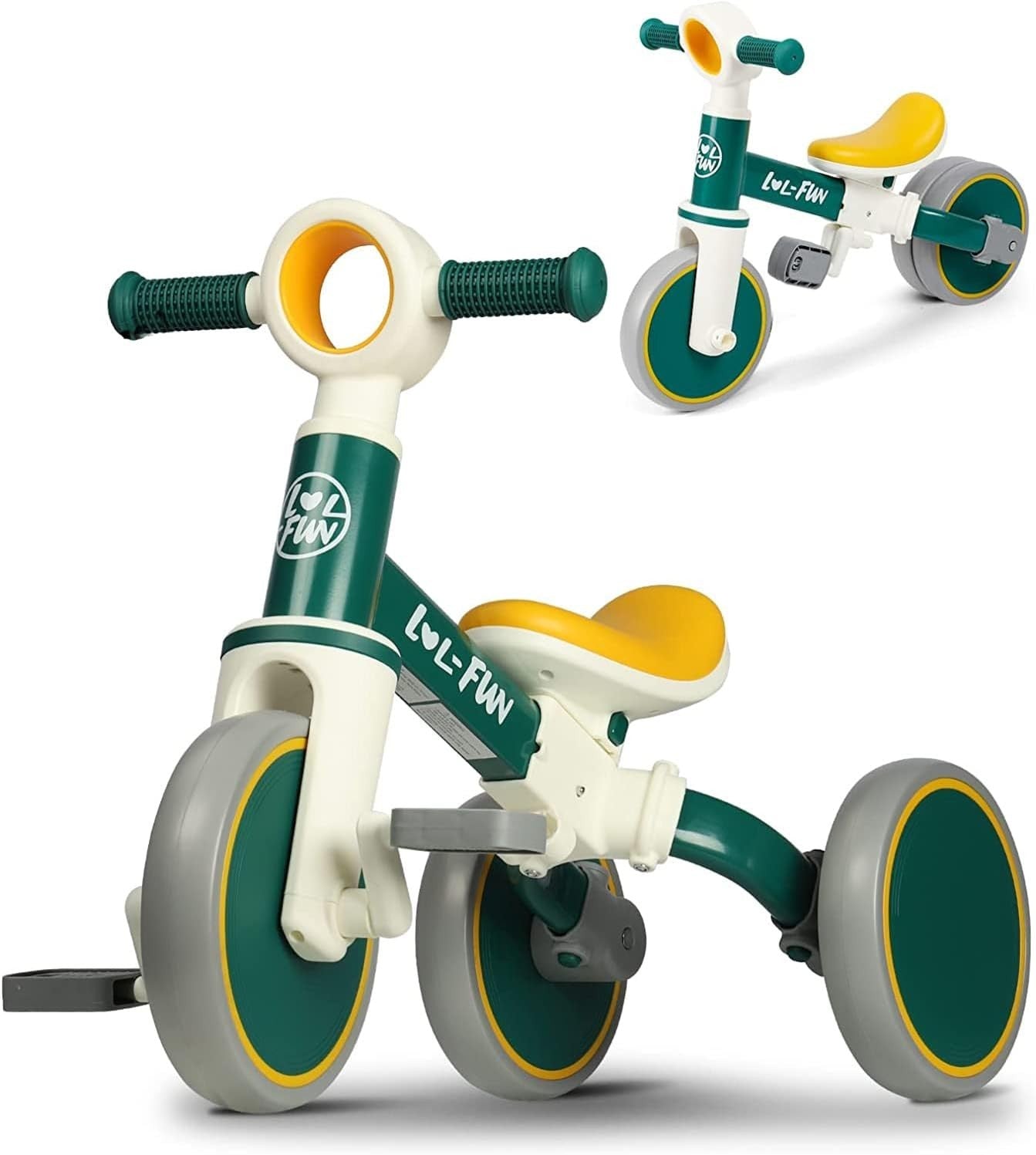 4 in 1 Kids Tricycle Balance Bike Toddler Ride On Removable Pedals 1-4Y