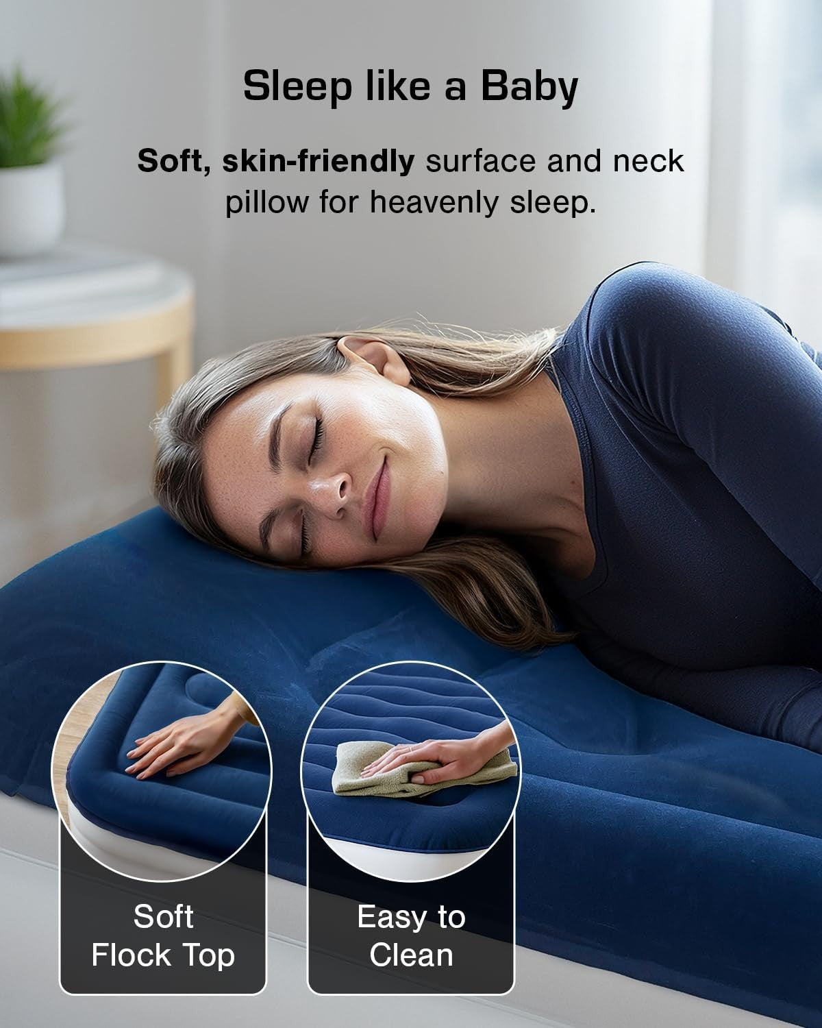 Double Self Inflating Air Bed Built In Pump Luxury Camping Guest Mattress