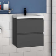 600mm Bathroom Vanity Unit with Basin Sink 2 Drawer Wall Hung Storage Cabinet