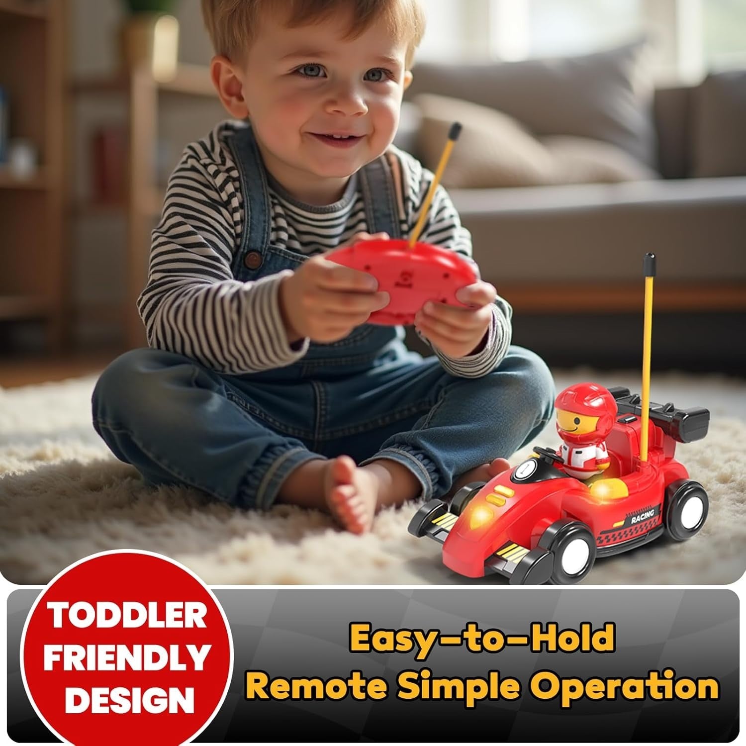 Castle RC Race Car Toy Pop-Up Remote Control Car Lights Music Gift Boys 1–3