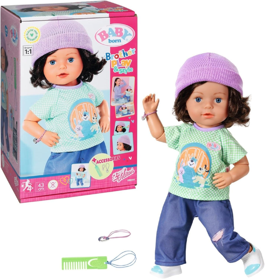 43cm Boy Doll Soft Body Poseable Joints Hair Outfit Accessories