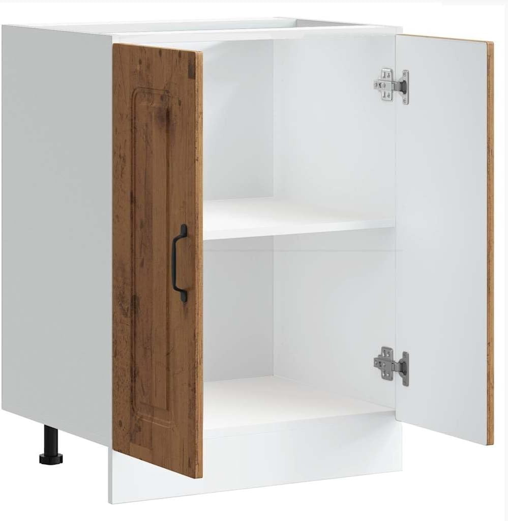 Old Style Oak Bathroom Vanity Cabinet 60cm Under Sink Storage Unit with Doors