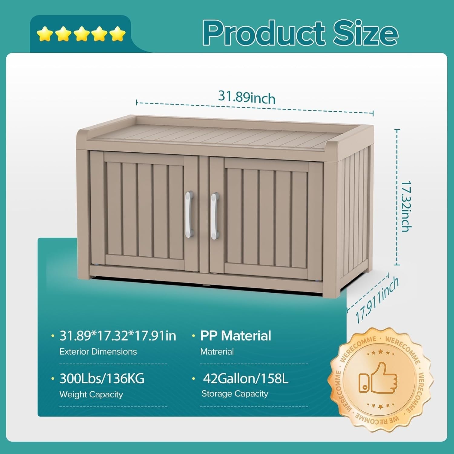Indoor/Outdoor Resin Shoe Cabinet with Adjustable Shelves & Seat Grey
