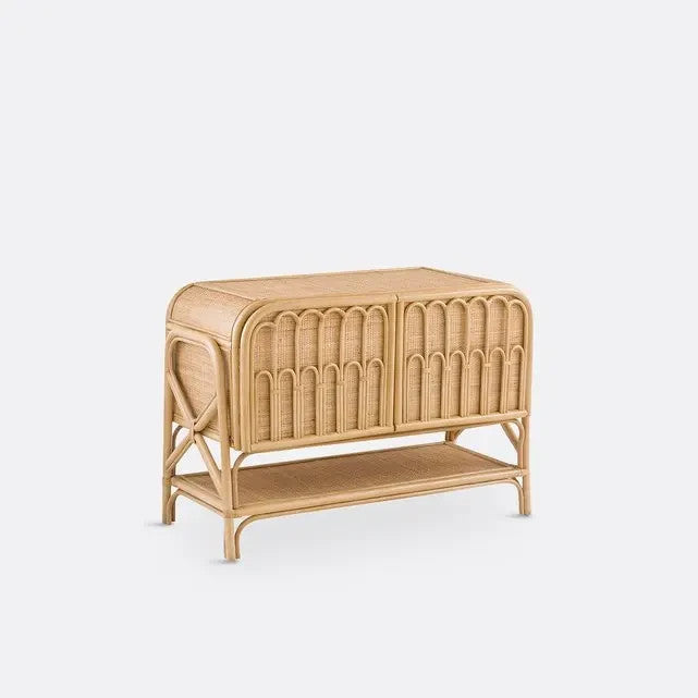 Malu Rattan Cane Sideboard – 114cm Mid-Century Storage Unit for Hallway