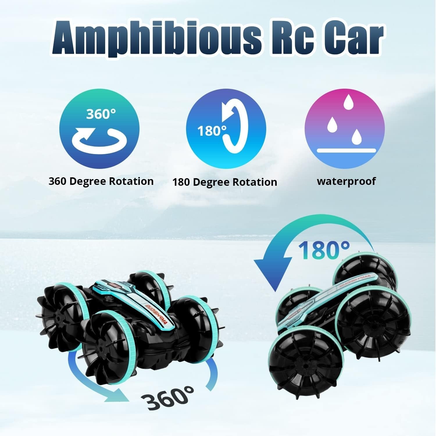 Amphibious RC Car 4WD for Kids 4-9+, Waterproof Remote Control Stunt Car