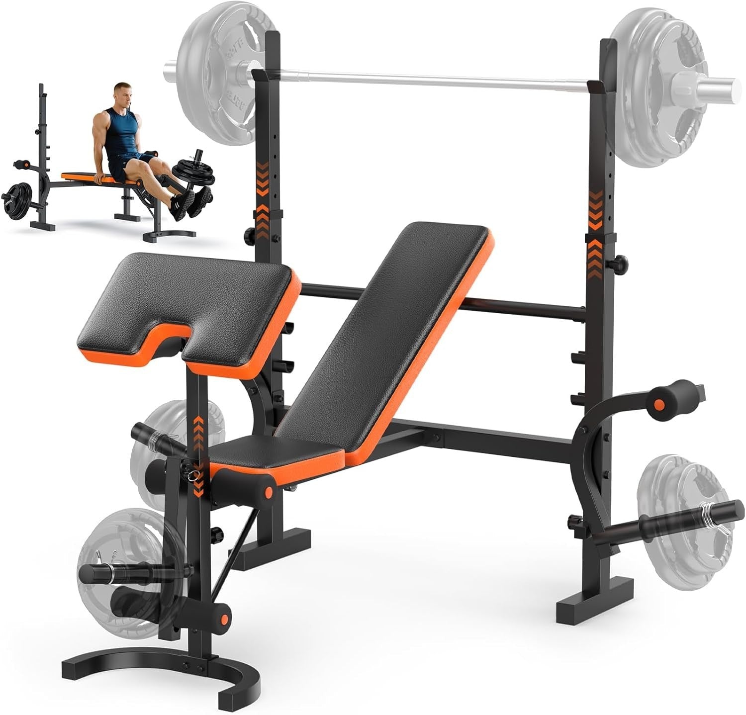 Heavy Duty Adjustable Weight Bench Press Rack 770lb Home Gym Trainer