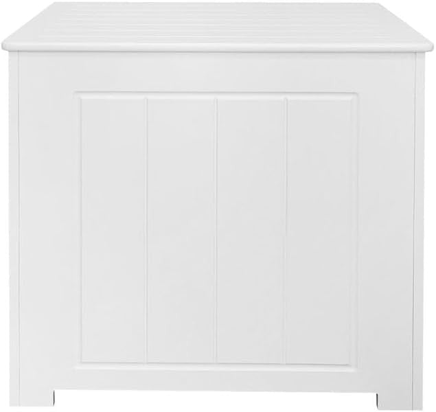 White Wooden Laundry Basket with Lid Bathroom Storage Hamper Cabinet