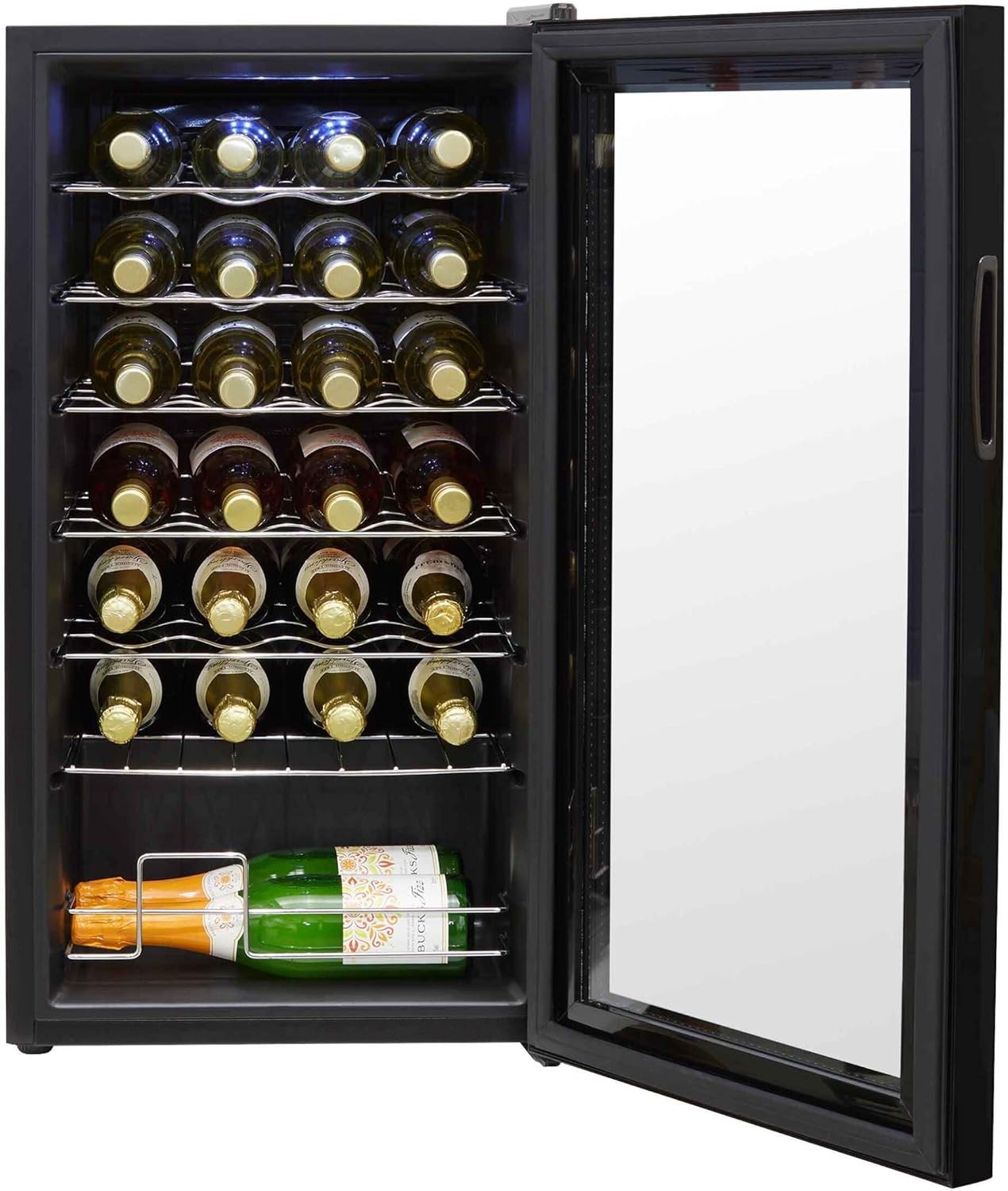 28 Bottle Wine Cooler Fridge Digital Touch Control LED Quiet Freestanding