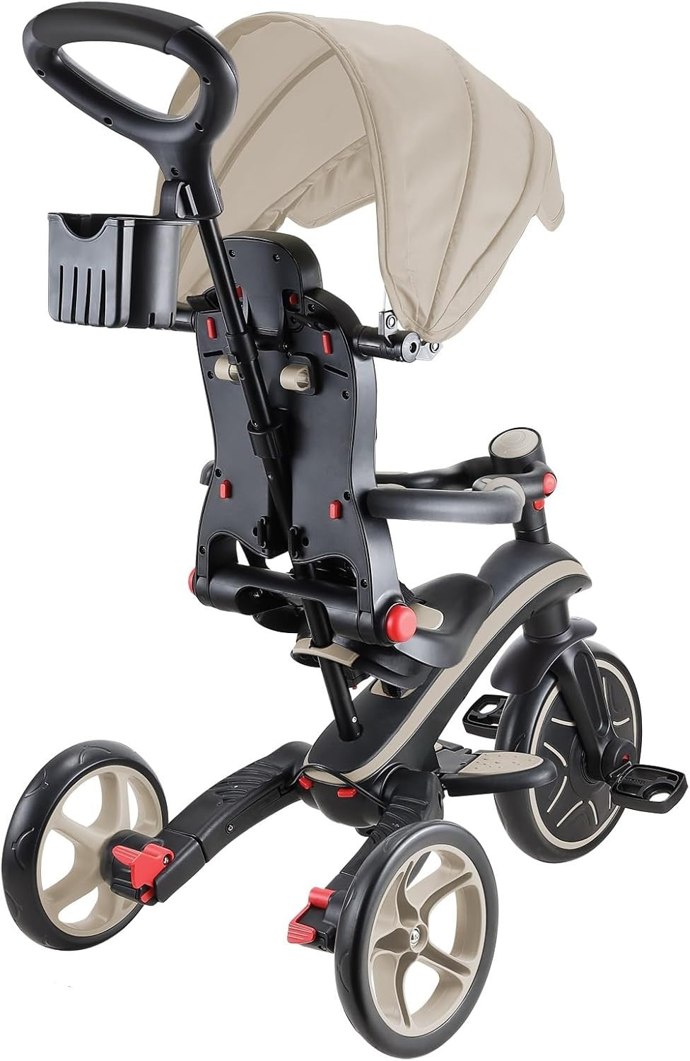 4 in 1 Foldable Trike Balance Bike Kids Ride On Canopy Taupe 1-5Y