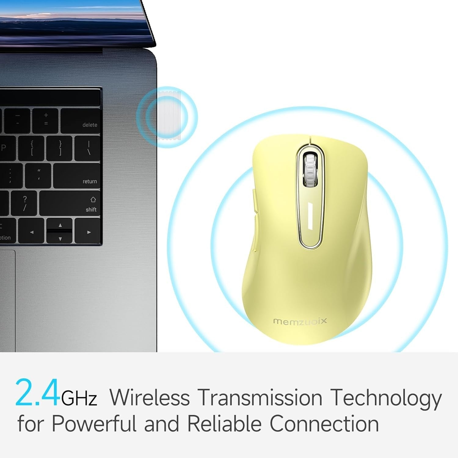 Yellow Wireless Mouse 1400 DPI USB 2.4G Portable 5 Button