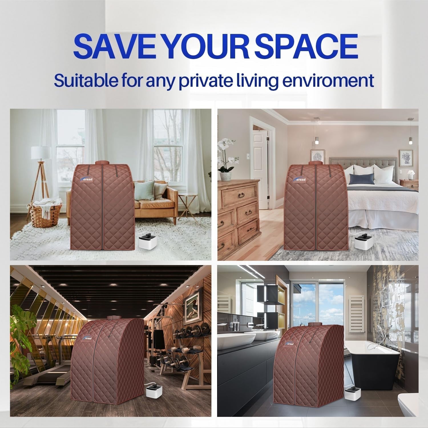 2.6L Portable Steam Sauna Tent 1000W Fast Heating Personal Spa Brown