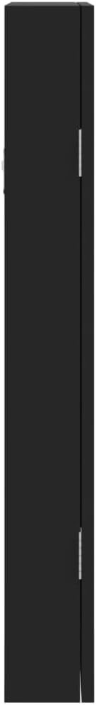 Black Wall Mounted Mirror Jewelry Cabinet Lockable Slim Storage Organizer