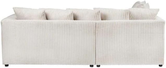 L Shape Jumbo Cord Corner Sofa 4-Seater Cream Memory Foam Scatter Back