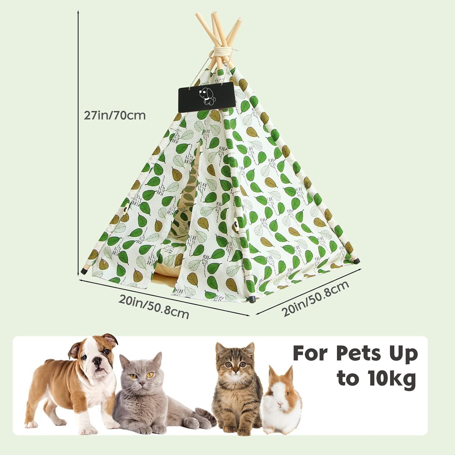 Pet Teepee Tent Dog Cat Bed House w Cushion Private Indoor Shelter