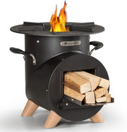 Outdoor Fire Pit with Grill Portable Wood Burning Bowl | Warmth & BBQ Cooking
