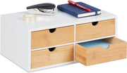 Bamboo Desk Organiser with 4 Drawers – Office Supplies Storage