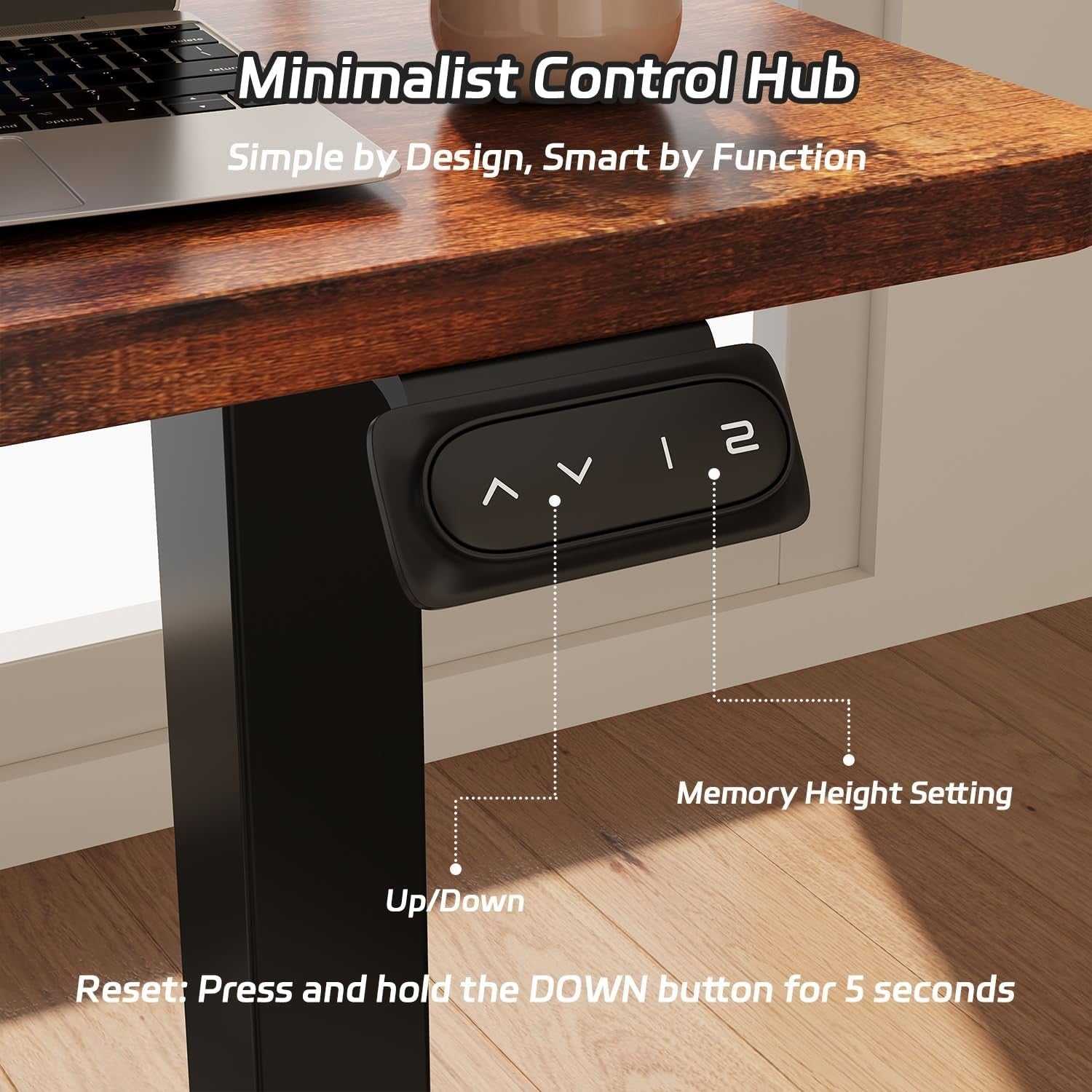 Electric Standing Desk 140x60cm Adjustable Sit Stand Table with Memory – Brown