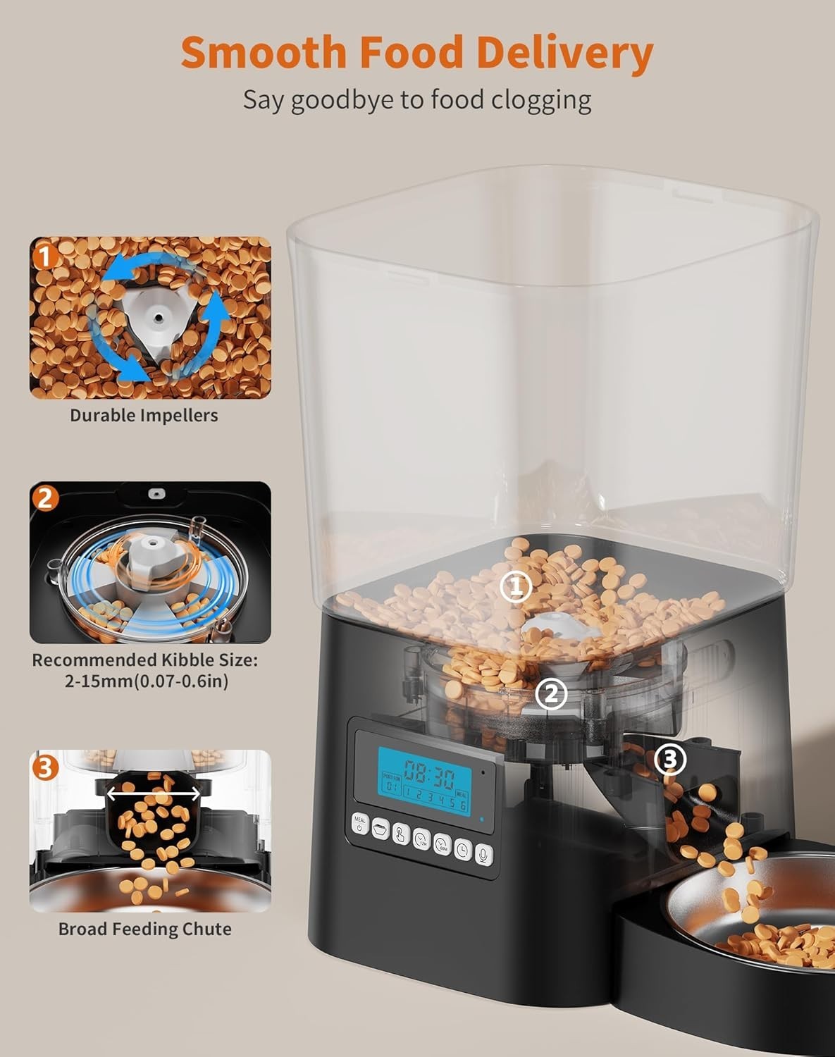 Automatic Cat Feeder 3.5L Timer Food Dispenser Slow Feeder Bowl Dual Power