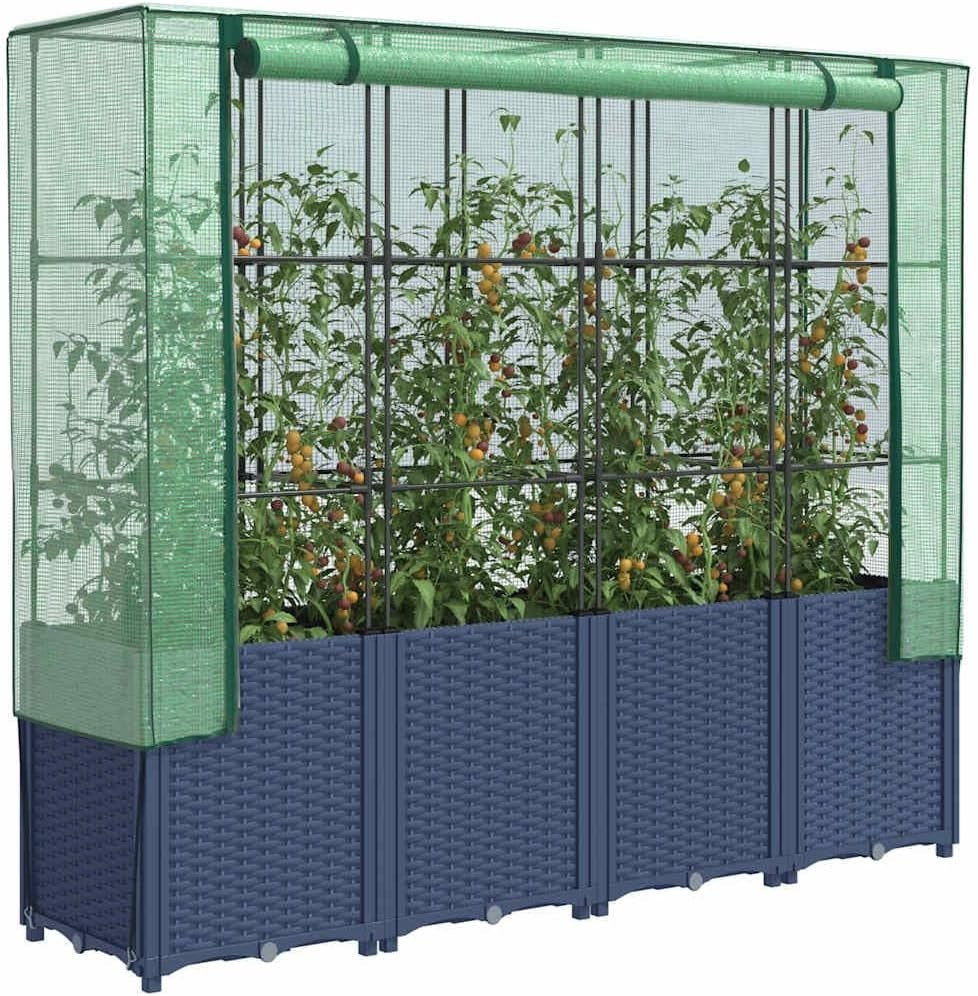 Raised Garden Bed Planter 160x40x153cm with Greenhouse Cover – Dark Grey
