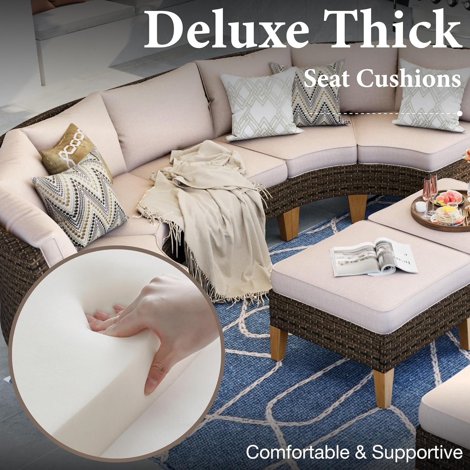 Outdoor Rattan Garden Sofa Set Waterproof Cushions Corner Lounge Patio