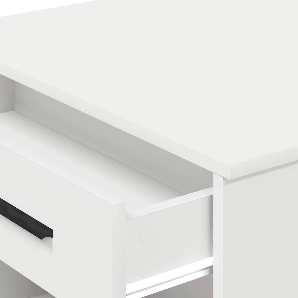 White Desk 102x62cm with Drawer & Shelf Modern Computer Study Table Office