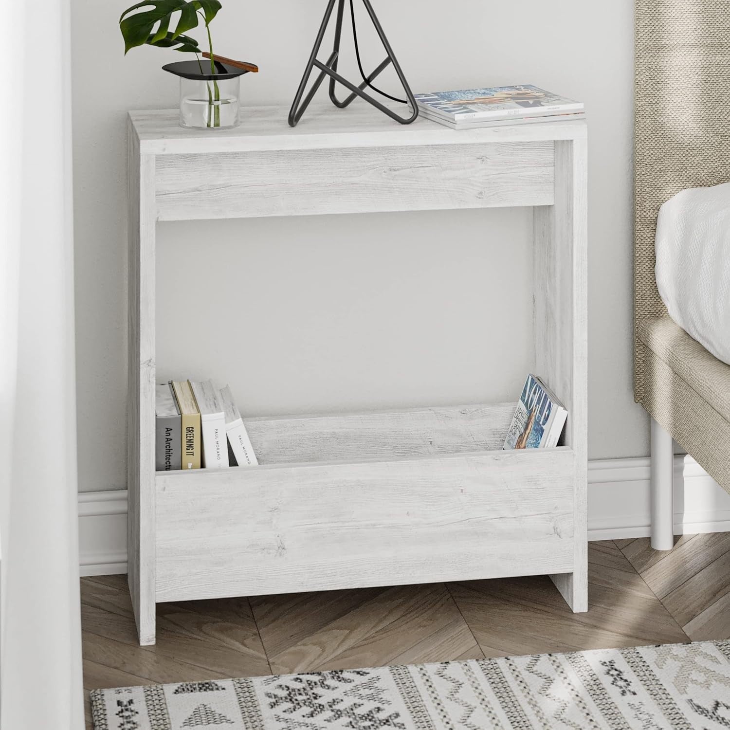 2-Tier Side Table with Magazine Rack & Storage – 55x20x60cm