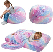 Kids Bean Bag Chair Bed 2-in-1 Rainbow Floor Sofa Soft Washable Foam