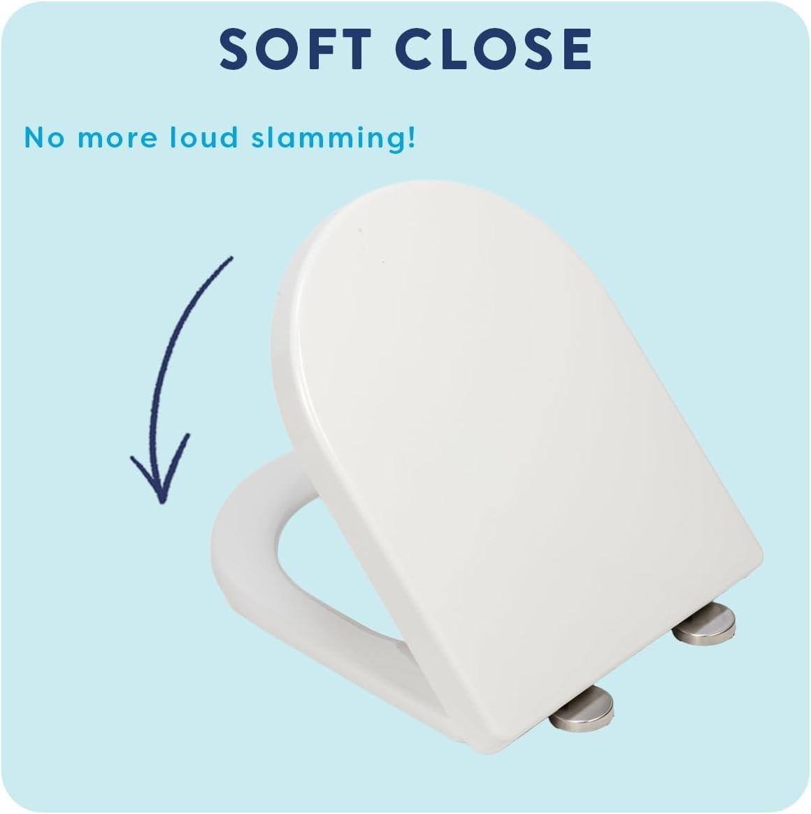 White D-Shape Toilet Seat Quick Release Antibacterial Durable
