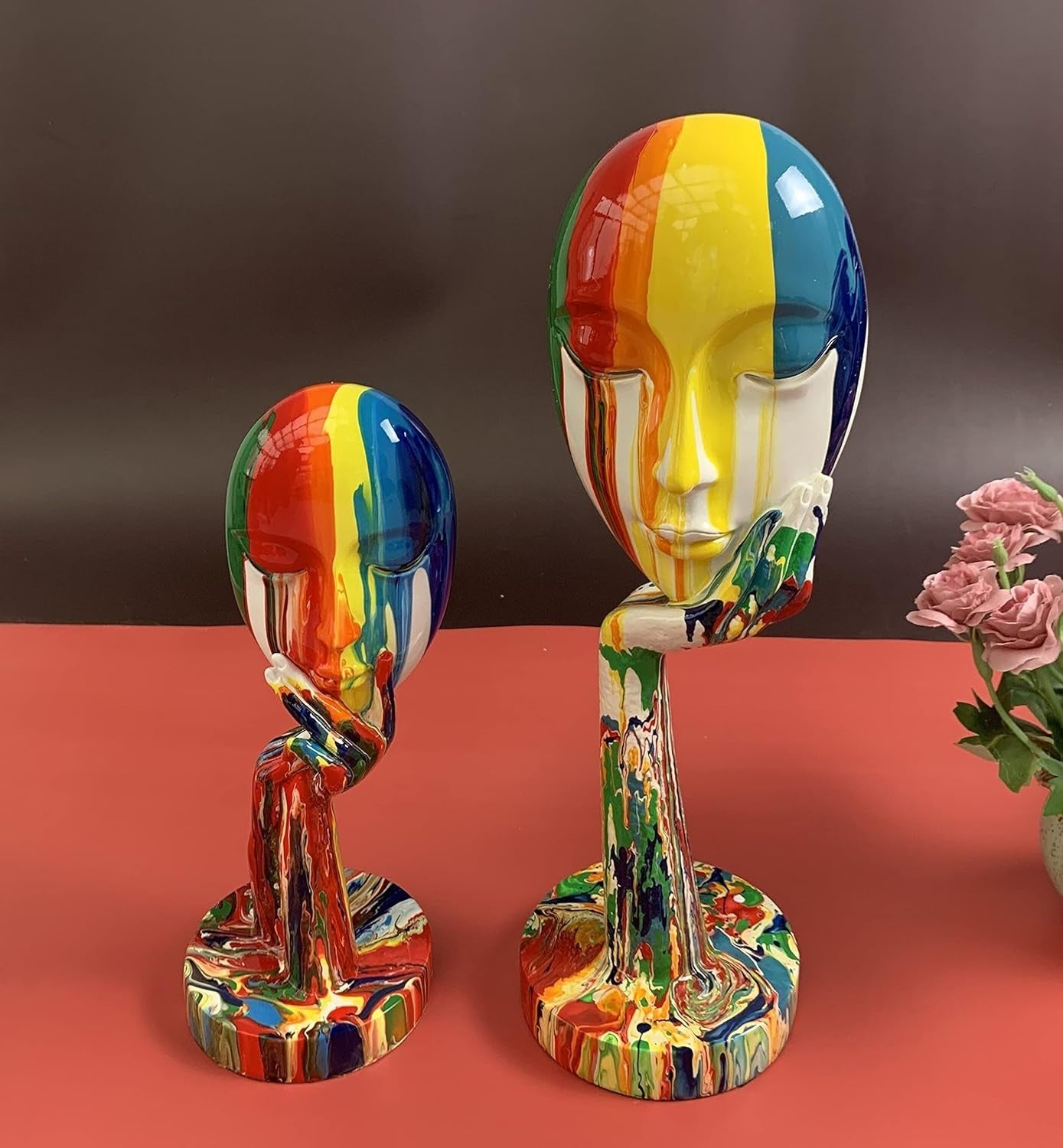 Colorful Abstract Woman Face Sculpture • Modern Resin Art Decor Statue