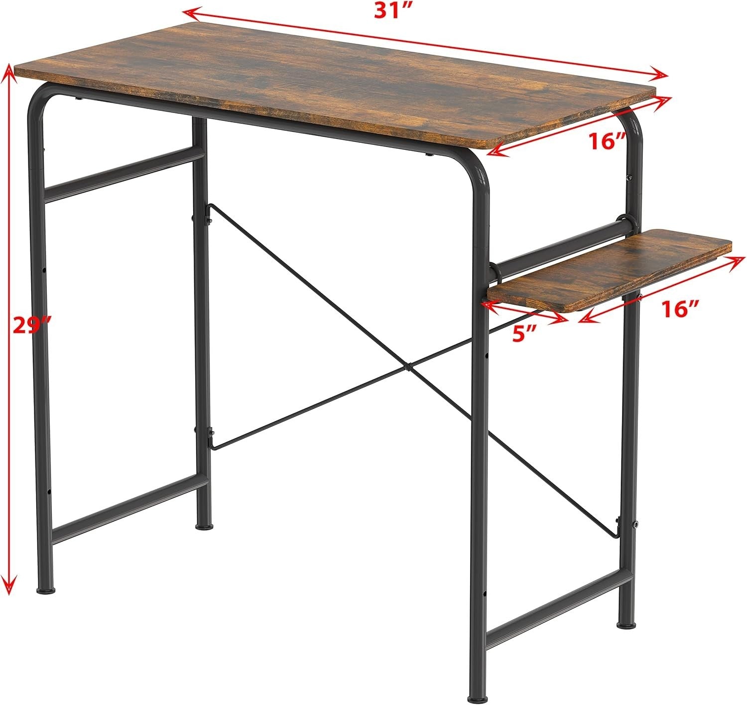 Rustic Brown Compact Computer Desk 79x41cm Gaming Writing Table w/Shelf